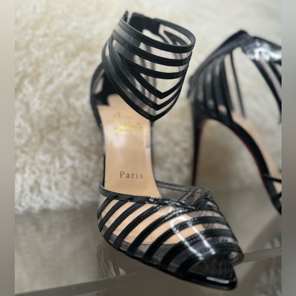 Christian Louboutin Maratena Black Pvc Ankle Strap Sandal - Picture 12 of 13